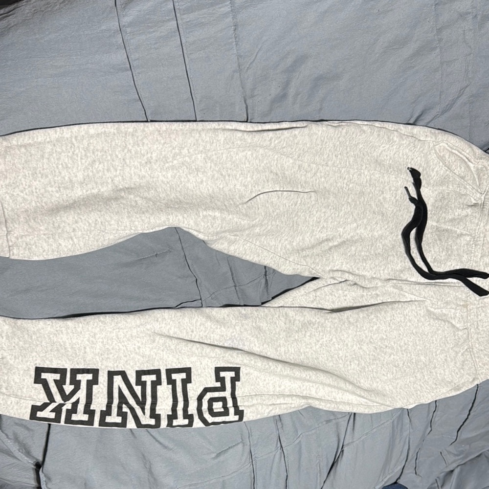 Gray PINK Sweatpants with Black Logo